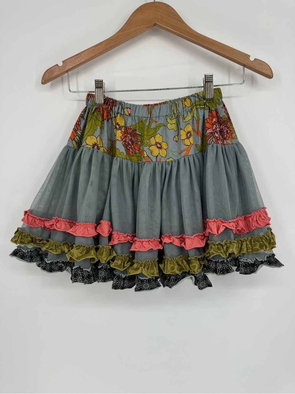 Matilda Jane Girls Size 8 Field Trip Jessie Tiered Ruffle Tulle Twirl Skirt